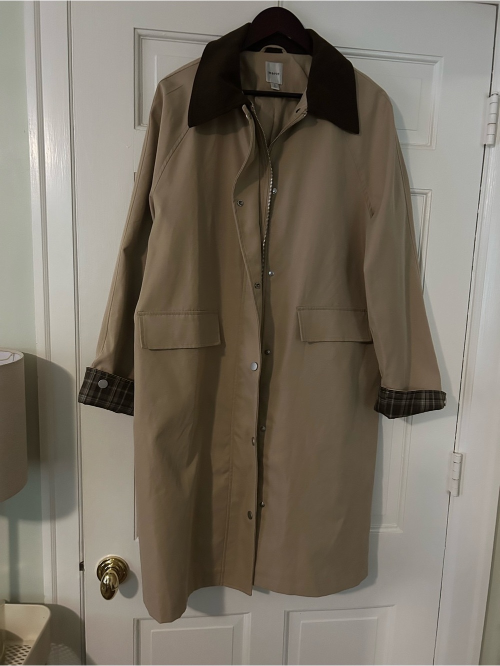EUC - Maeve Heritage Trench Coat - Khaki with Plaid - Size Medium